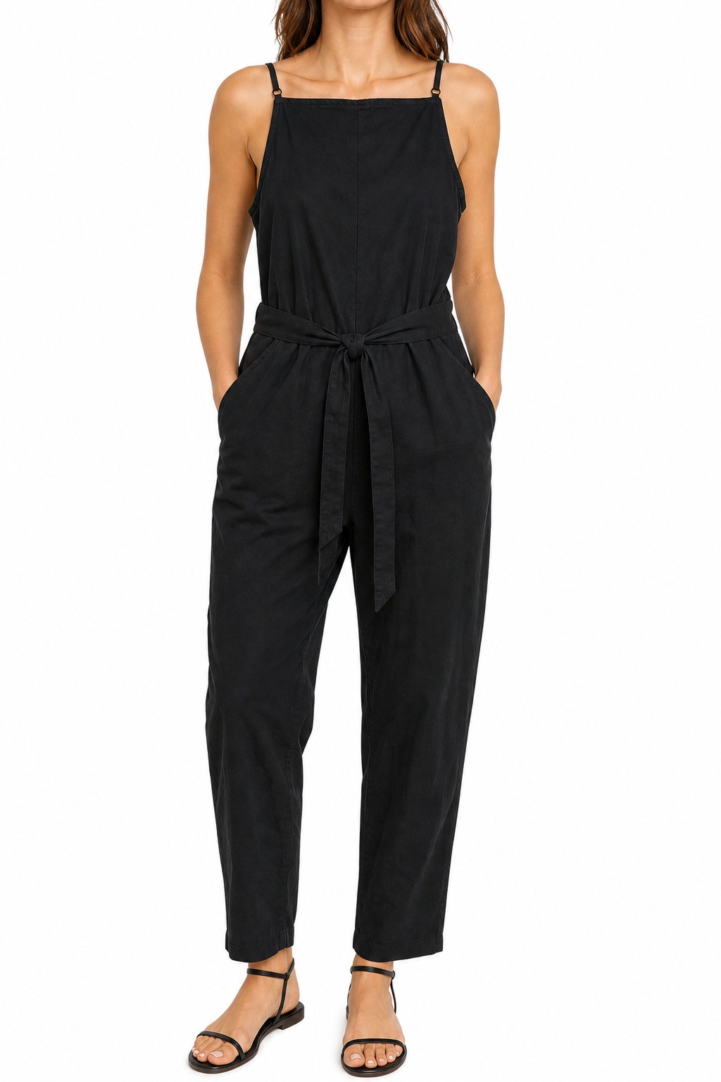 Blanknyc Women's Black 100% Cotton Tie Waist Jumpsuit Size S Nwt Lightweight